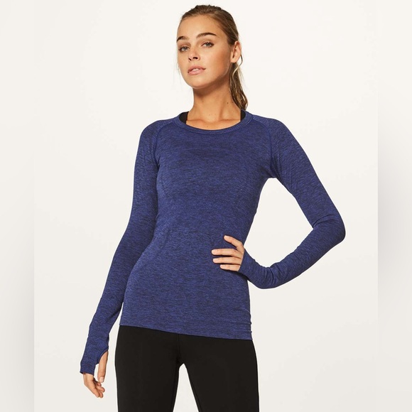 Lululemon Swiftly Tech Long Sleeve Crew Blue & Black Size 6 - Picture 1 of 12
